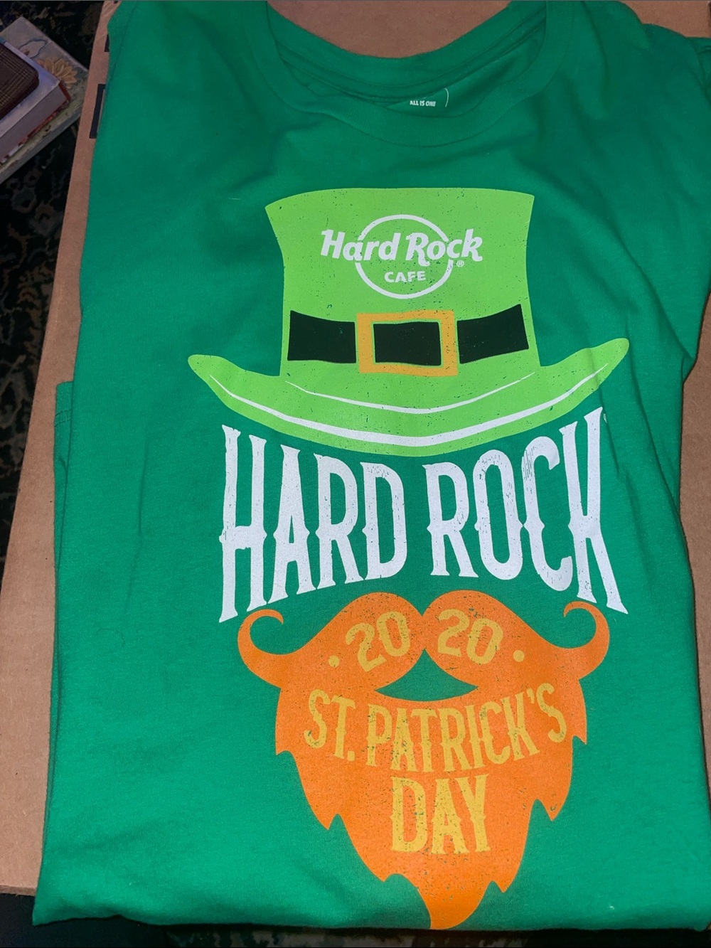 Hard Rock Cafe Green St. Patrick's Day Tee with Orange Beard Graphic